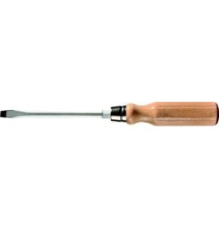 Screwdriver for slotted screws, wooden handle, 150 x 9,0 mm