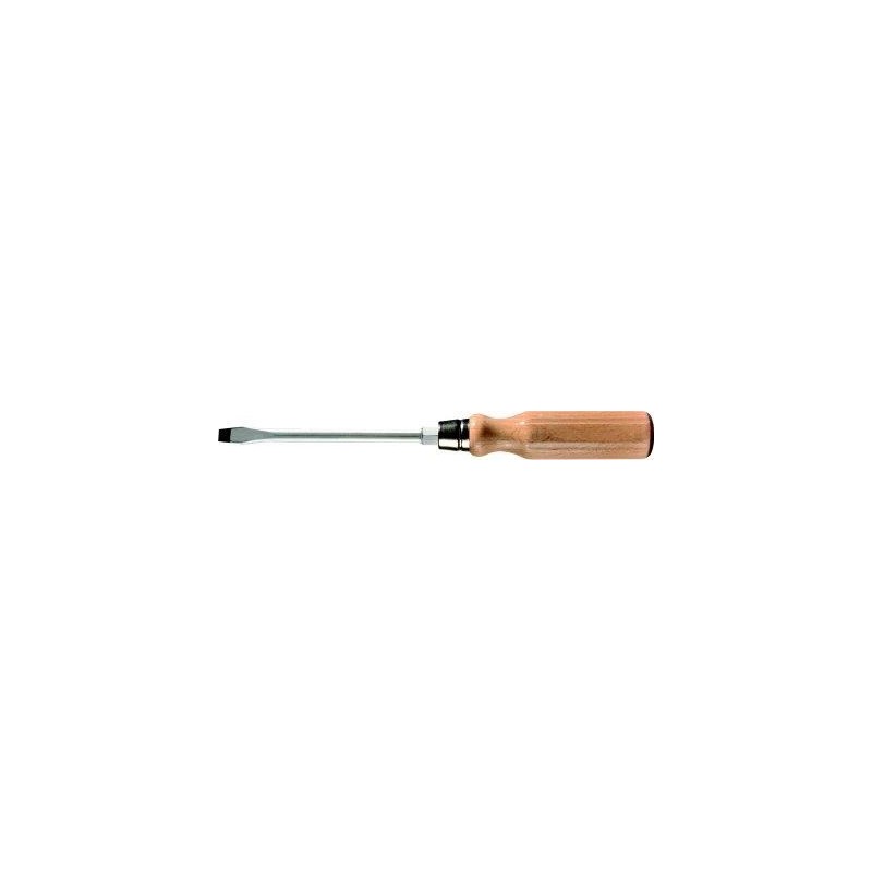 Screwdriver for slotted screws, wooden handle, 150 x 9,0 mm