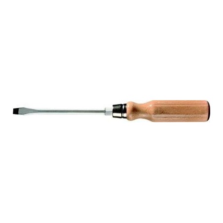 Screwdriver for slotted screws, wooden handle, 150 x 9,0 mm