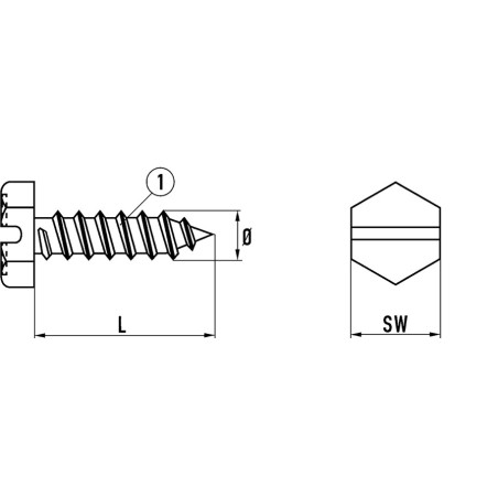 Hex head screw, steel zinc plated