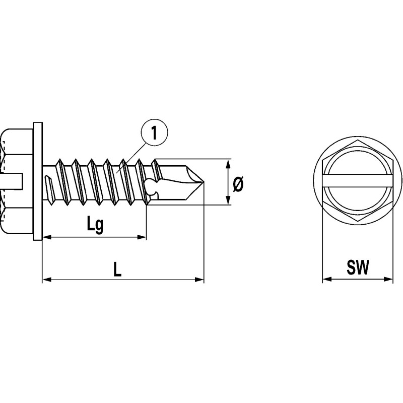 Vis auto perceuse L, acier zingué avec collerette pressée